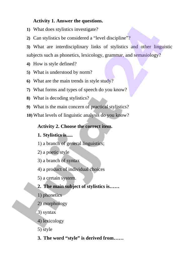 Investigation of stylistics and linguistic links