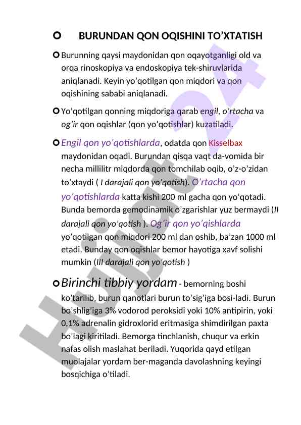 Burundan qon oqishini to'xtatish usullari haqida maqola
