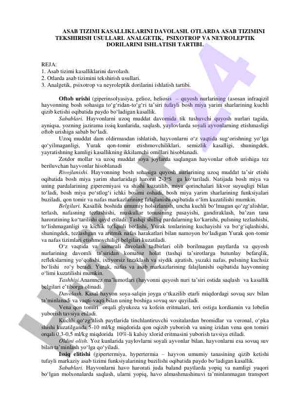 Asab tizimi kasalliklarini davolash usullari