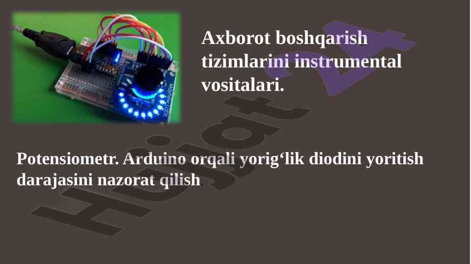 Potensiometr bilan led yorqinligini boshqarish arduino