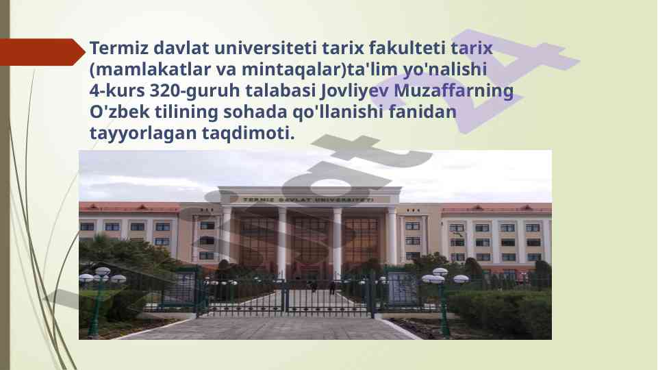 O'zbek tili soha qo'llanilishi taqdimoti