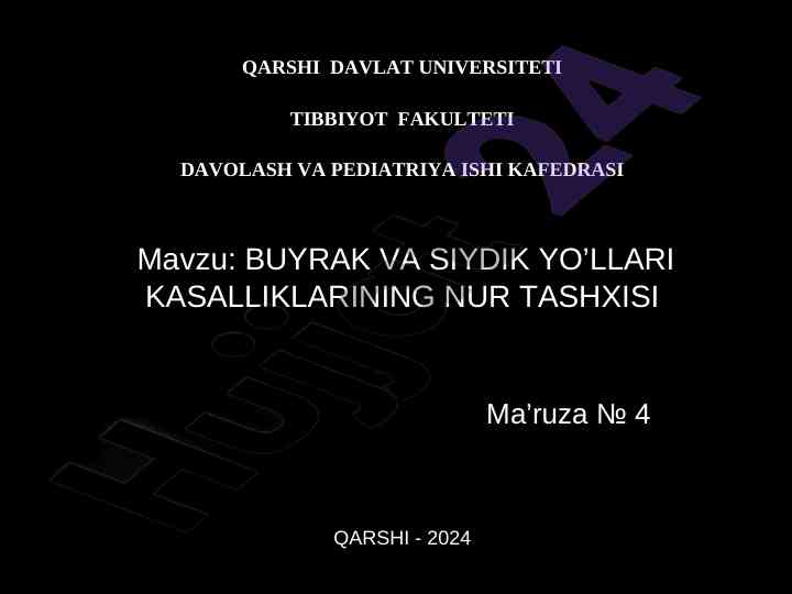 Buyrak va siydik yo'llari kasalliklarining nur tashxisi
