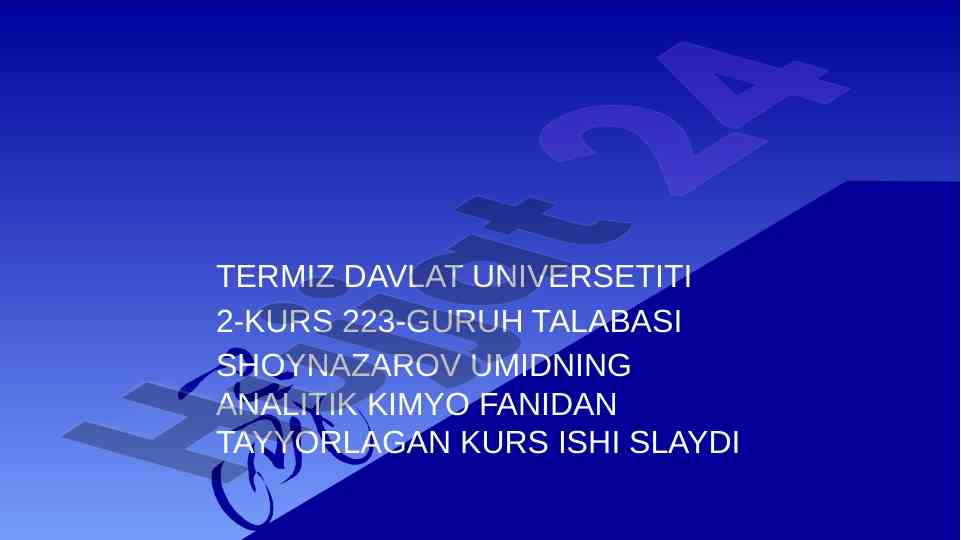 Ion almashinish xromatografiyasi mavzusidagi kurs ishlari