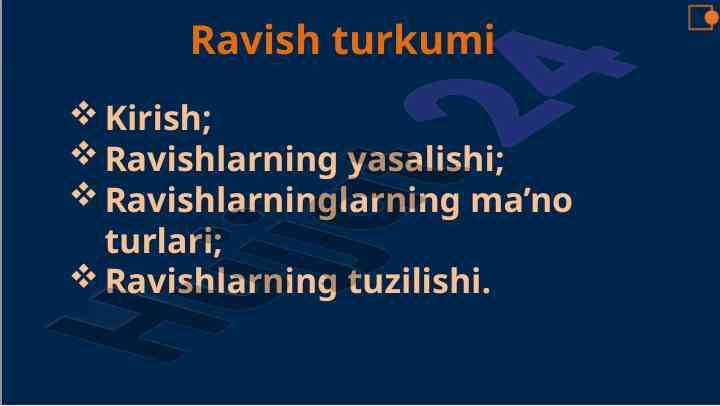 Ravishlarning yasalishi va ta'rifi