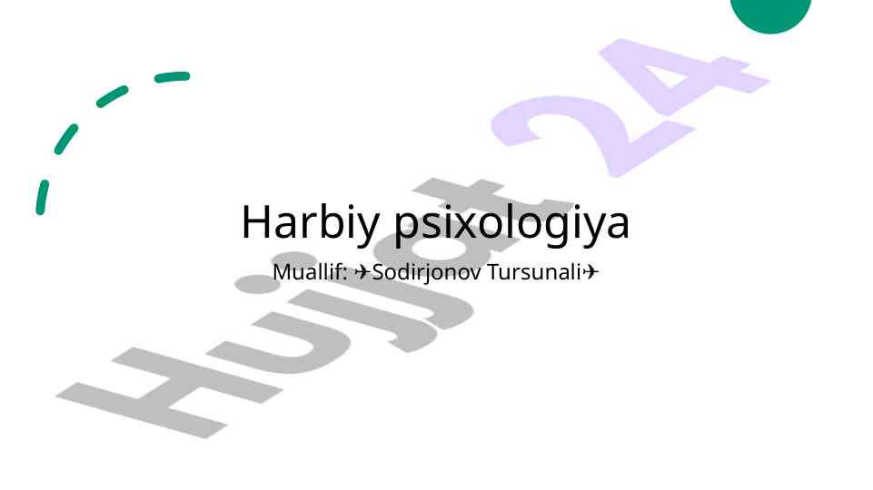 Harbiy psixologiya nazariyasi va amaliyoti