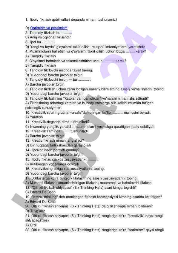 Tanqidiy fikrlash va kreativlik asoslari
