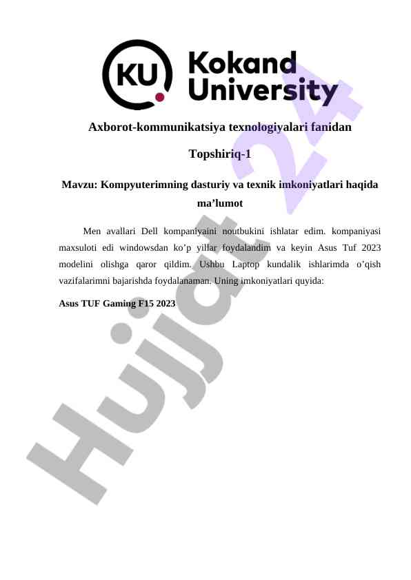Asus tuf gaming laptop dasturiy va texnik imkoniyatlari
