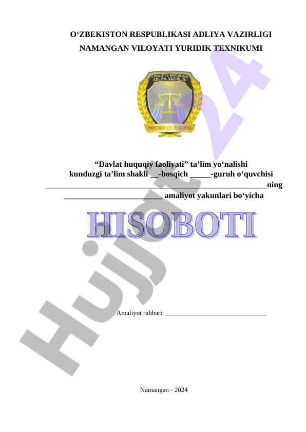 Amaliyot yakunlari bo‘yicha hisoboti