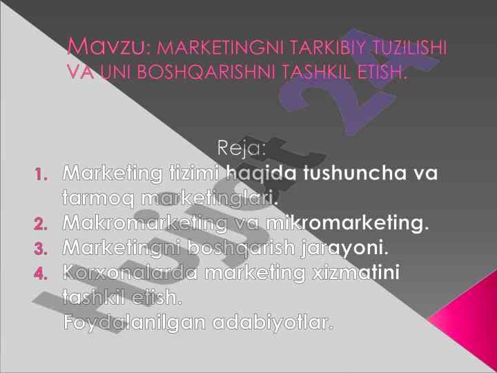 Marketing tizimi va iqtisodiy jarayonlar