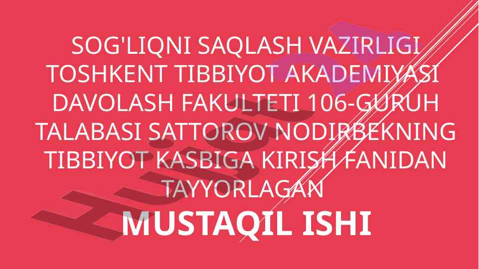 Xirurgik stomani parvarish qilish haqida mustaqil ish