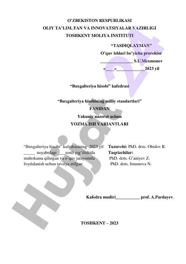 Buxgalteriya hisobining milliy standartlari yz