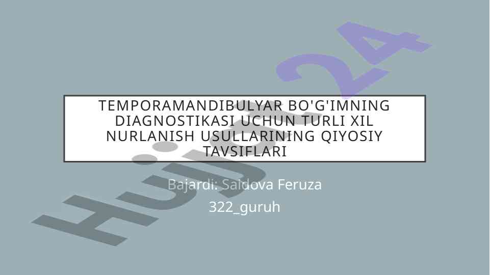 Ortopantomografiya diagnostikasida nurlanish usullari
