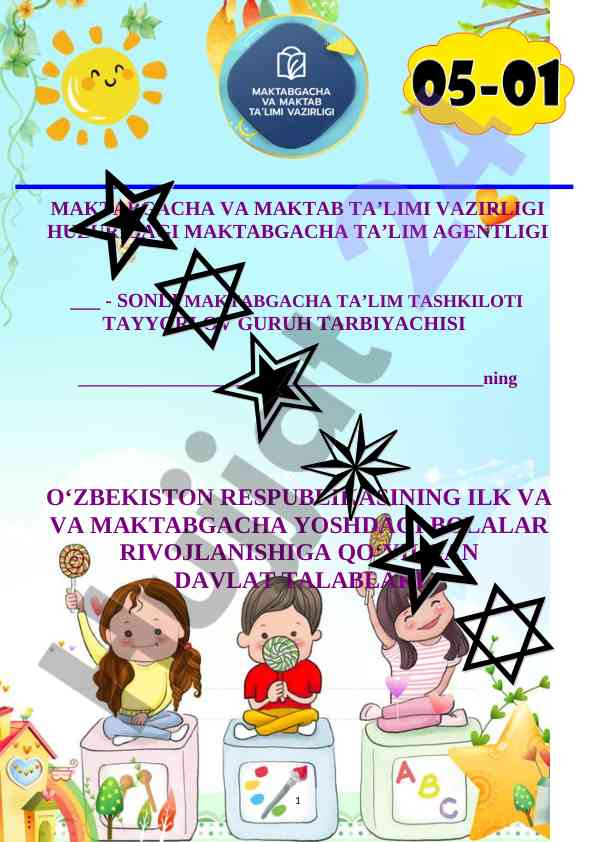 Maktabgacha ta’lim standartlarini tasdiqlash