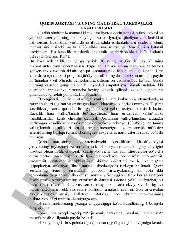 Qorin aortasi kasalliklari tahlili va davolash usullari