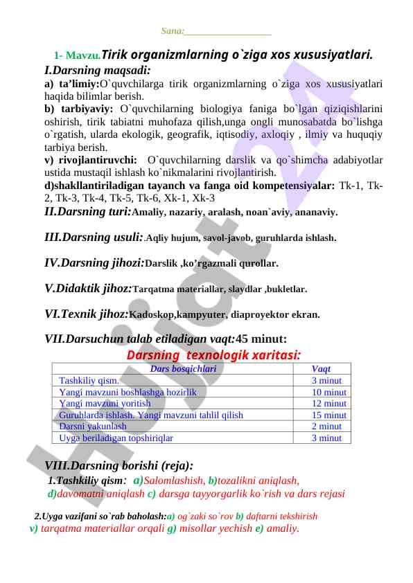 Tirik organizmlarning o'ziga xos xususiyatlari