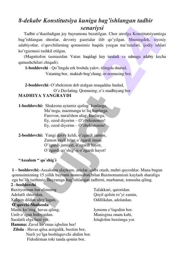 8-dekabr konstitutsiya kuni tadbiri senariysi