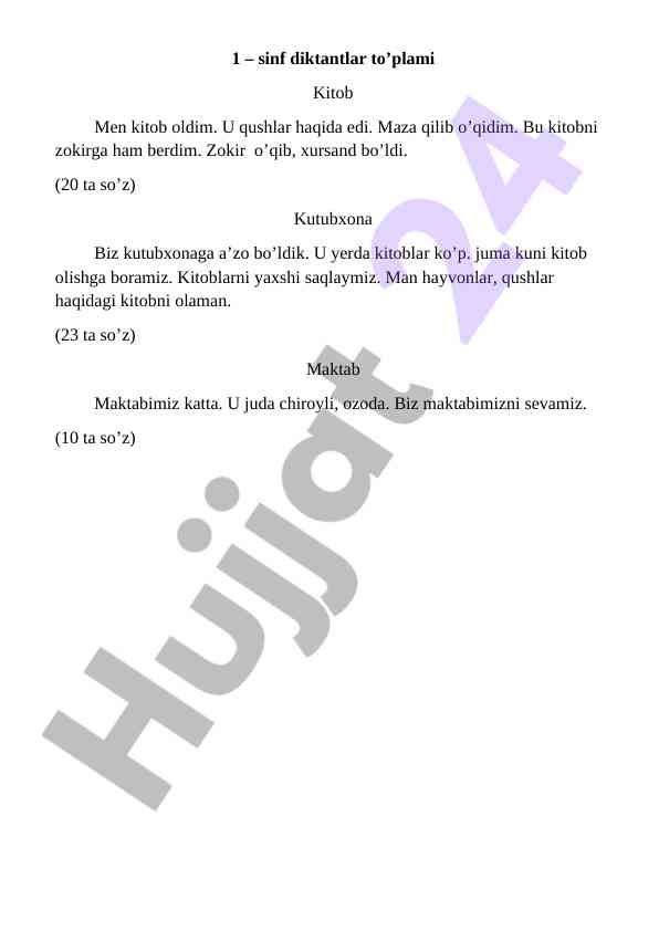 Sinf diktantlar to'plami va bayram tayyorlash