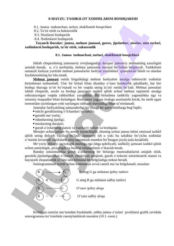 Tashkilot xodimlarini boshqarish tushunchalari