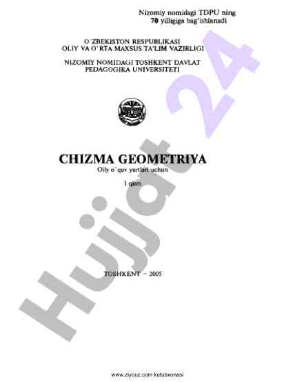 Chizma geometriya o'quv qo'llanmasi i qism