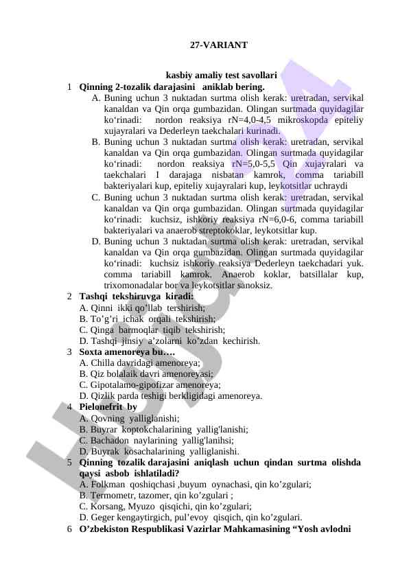27-variant savollar va javoblar