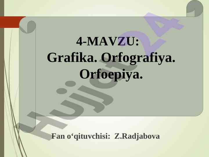 Grafika orfografiya orfoepiya tushunchasi