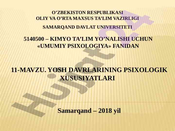 O’smirlik davri psixologiyasi va tarbiyasi