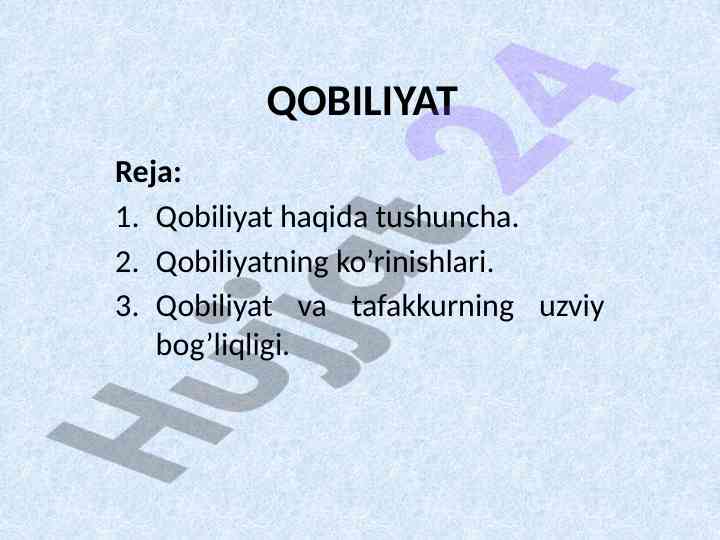 Qobiliyat tushunchasi va uning ko‘rinishlari