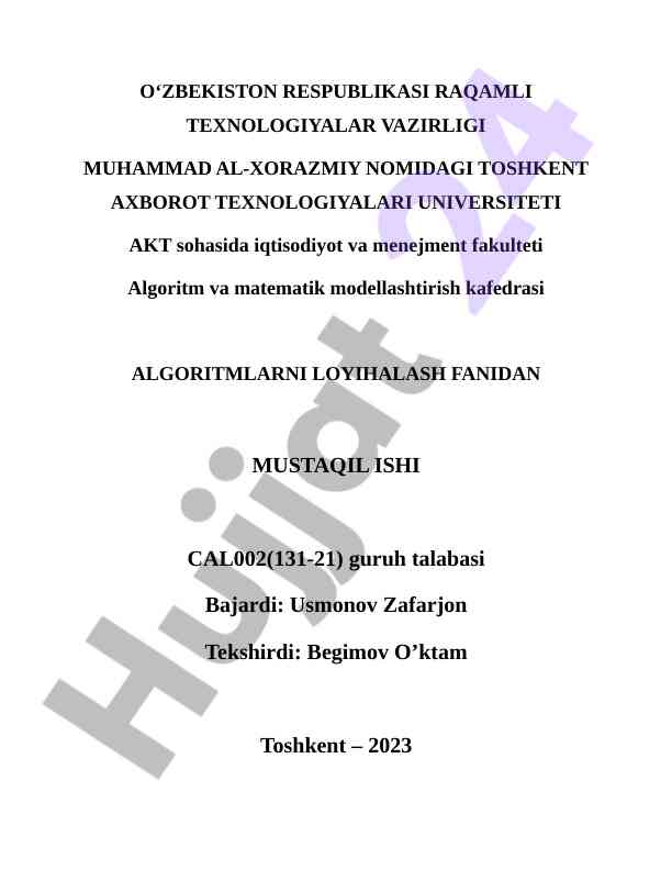Matritsa normasi va aniqlash usullari bo'yicha mustaqil ish