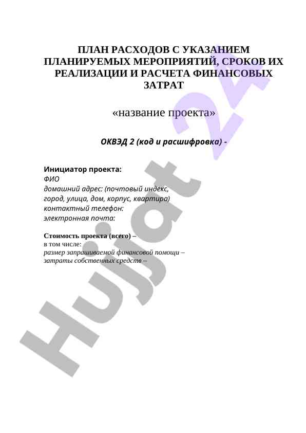 Plan rasxodov s ukazaniyem planiruyemykh meropriyatiy