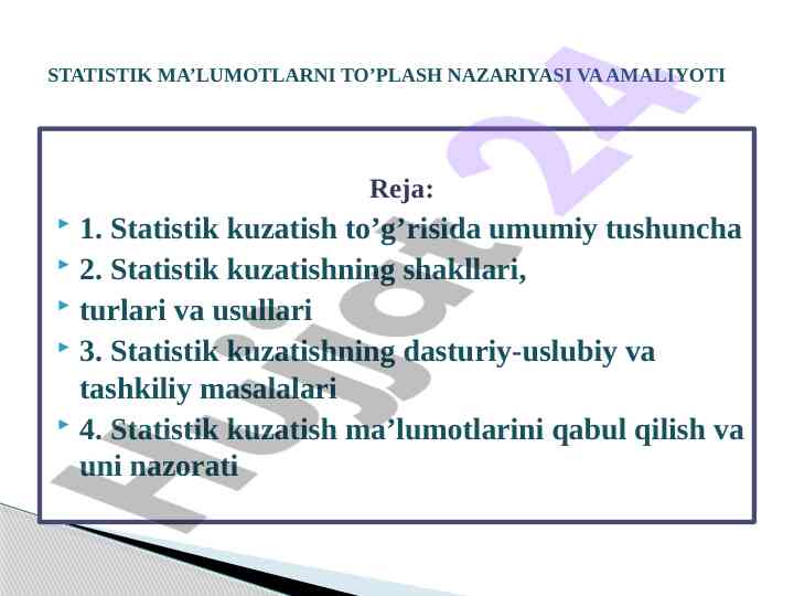 Statistik kuzatishning asosiy tushunchalari va foydalanish