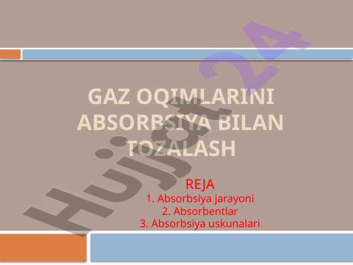 Gaz oqimlarini absorbsiya bilan tozalash usullari