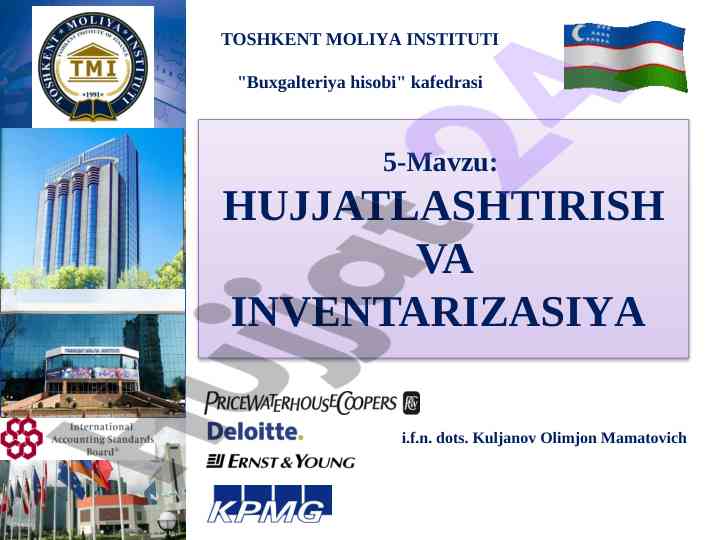 Hujjatlashtirish va inventarizasiya ma'ruzasi