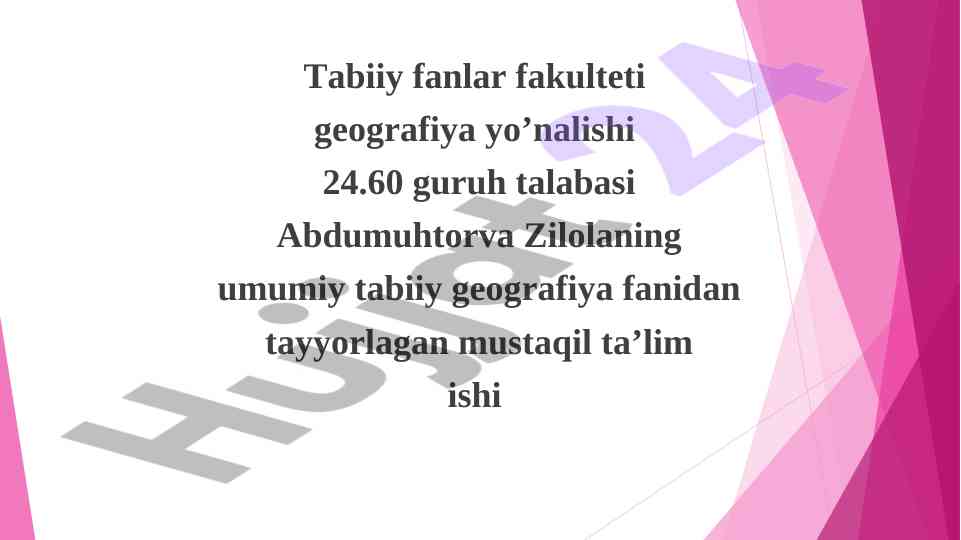 Gidrosferaning umumiy tavsifi va ahamiyati