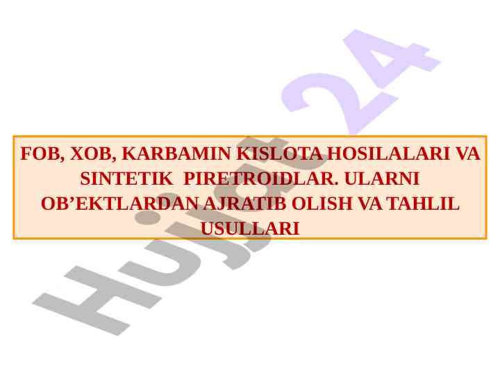 Karbamin kislotasi va sintetik piretroidlar tahlili
