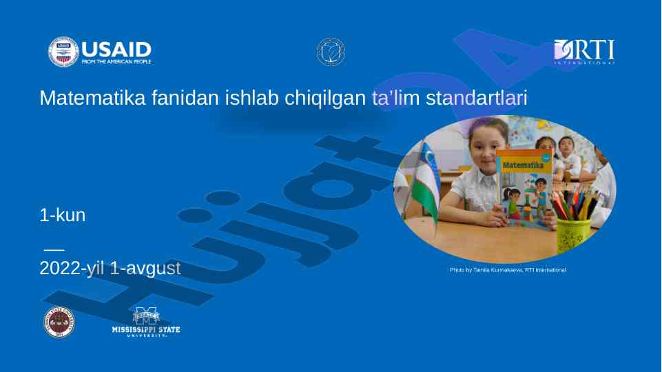 Matematika fanidan o‘quv standartlari ishlab chiqish
