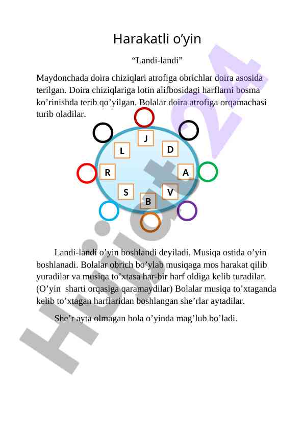 Harakatli o'yinlar: landi-landi va quyonchalar