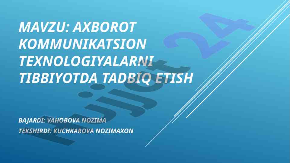 Axborot kommunikatsion texnologiyalarni tibbiyotda tadqiq