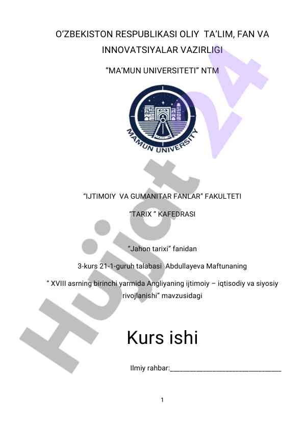 Xviii asrda angliyaning ijtimoiy iqtisodiy rivojlanishi