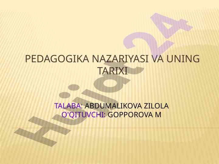 Pedagogika nazariyasi va tarixi haqida tartiblar