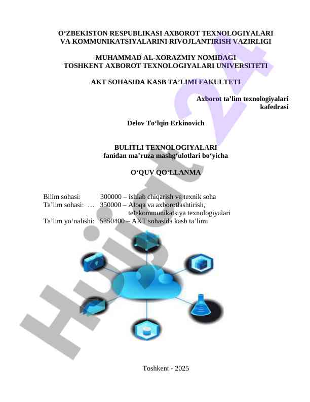 Bulutli texnologiyalari fanidan o‘quv qo‘llanma