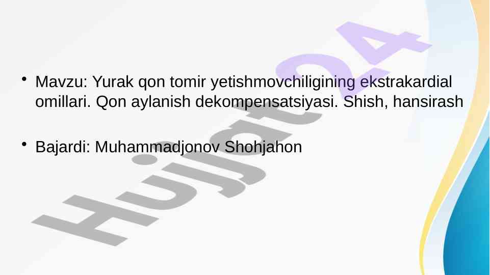 Yurak qon tomir yetishmovchiligi ekstrakardial omillari