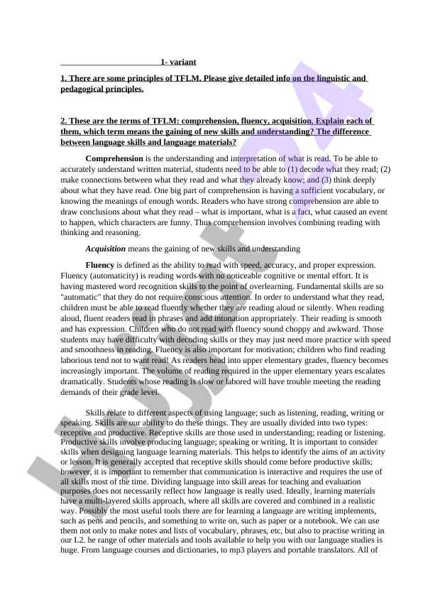 Principles and terms of teaching foreign language methodology