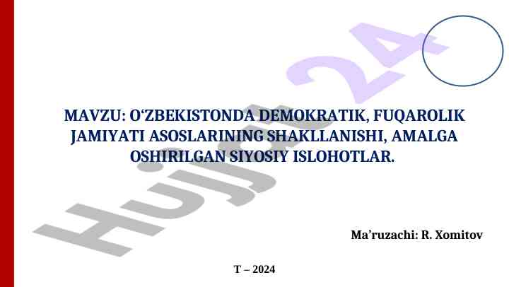 O'zbekistonda demokratik fuqarolik jamiyatining asoslari