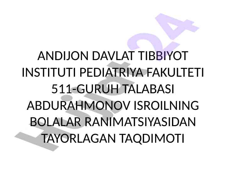 Bolalar ranimasiyasi taqdimoti