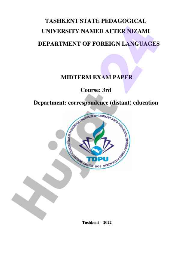 Foreign languages midterm exam paper guidelines