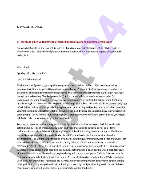 Bilish nazariyasi va epistemologiya asoslari