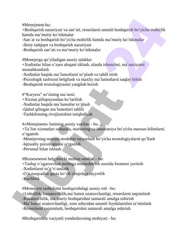 Menejment nazariyasi va amaliyoti