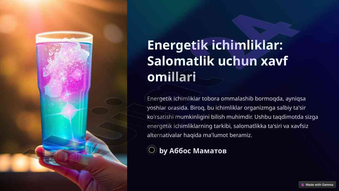 Energetik ichimliklar salomatlik uchun xavf omillari