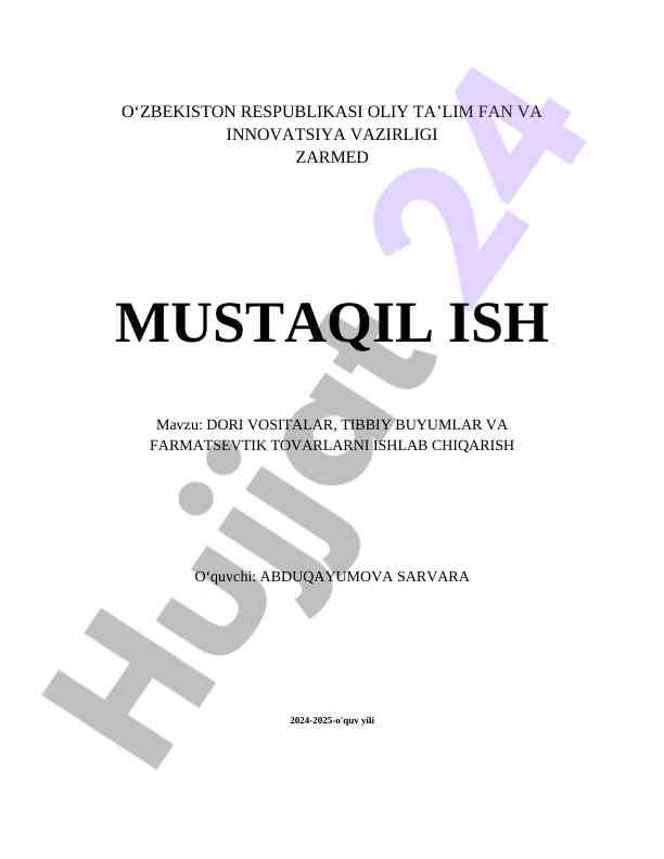 Dori vositalari ishlab chqarish texnologiyalari