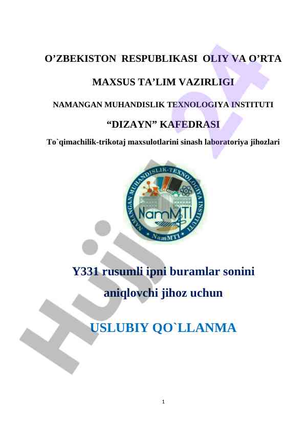 To‘qimachilik-trikotaj maxsulotlarini sinash qo‘llanmasi